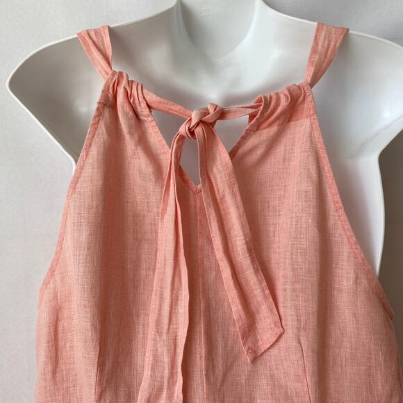 Tommy‎ Bahama Linen Tank Top Women Size S Salmon Pink Drawstring Tie Back Beach - Picture 3 of 7